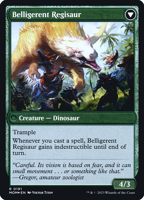Invasion of Ixalan // Belligerent Regisaur (191s) [March of the Machine Promos] Reverse