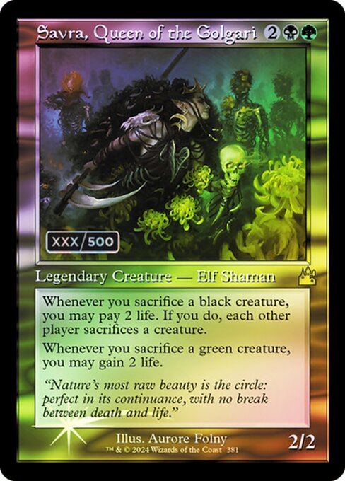 Savra, Queen of the Golgari (381z) [Ravnica Remastered]
