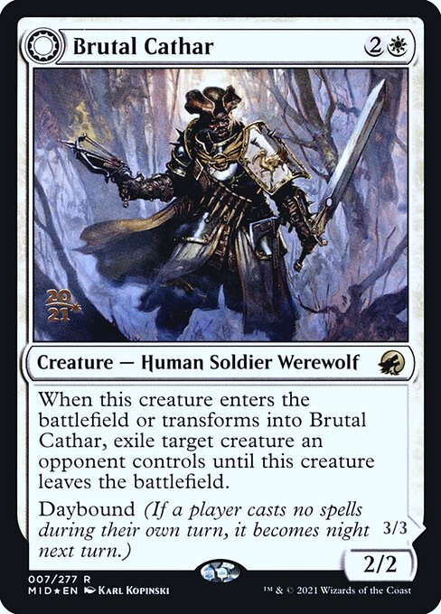 Brutal Cathar // Moonrage Brute (7s) [Innistrad: Midnight Hunt Promos]