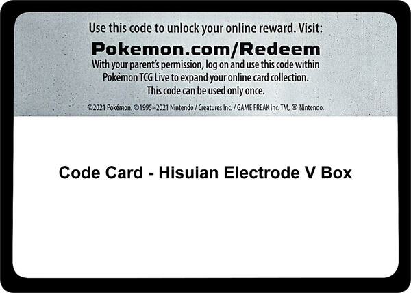 Code Card - Hisuian Electrode V Box [Miscellaneous Cards and Products]