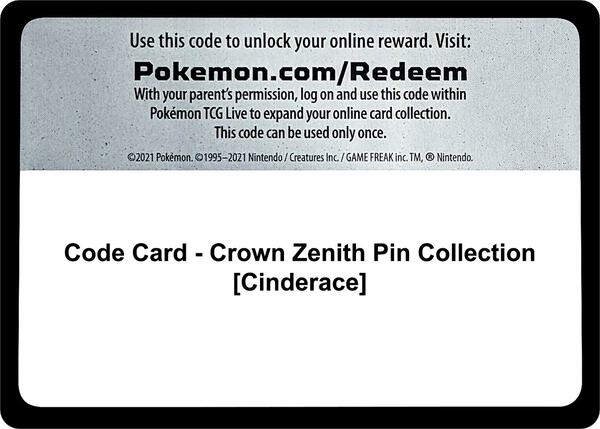 Code Card - Crown Zenith Pin Collection [Cinderace] [Crown Zenith]