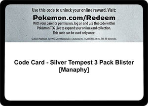 Code Card - Silver Tempest 3 Pack Blister [Manaphy] [SWSH12 Silver Tempest]