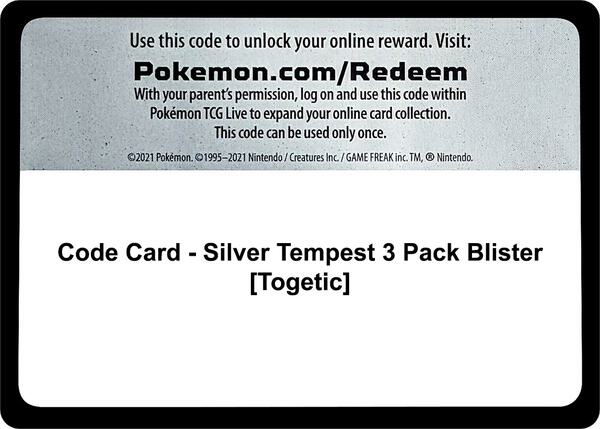 Code Card - Silver Tempest 3 Pack Blister [Togetic] [SWSH12 Silver Tempest]