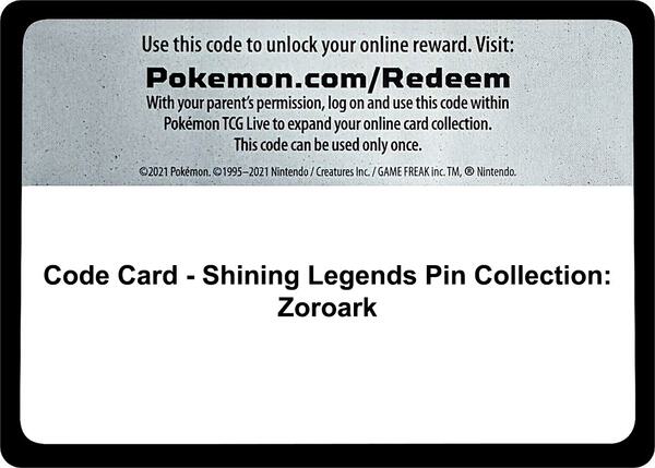 Code Card - Shining Legends Pin Collection: Zoroark [Shining Legends]