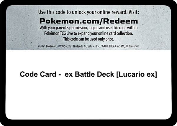 Code Card - ex Battle Deck [Lucario ex] [Miscellaneous Cards and Products]