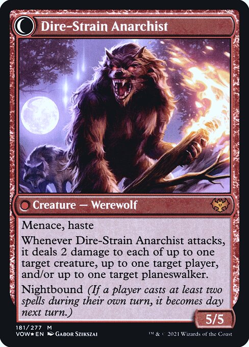 Volatile Arsonist // Dire-Strain Anarchist (181s) [Innistrad: Crimson Vow Promos] Reverse