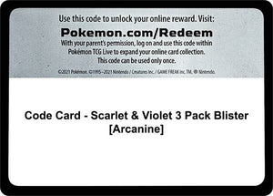 Code Card - Scarlet & Violet 3 Pack Blister [Arcanine] [SV01 Scarlet and Violet Base Set]