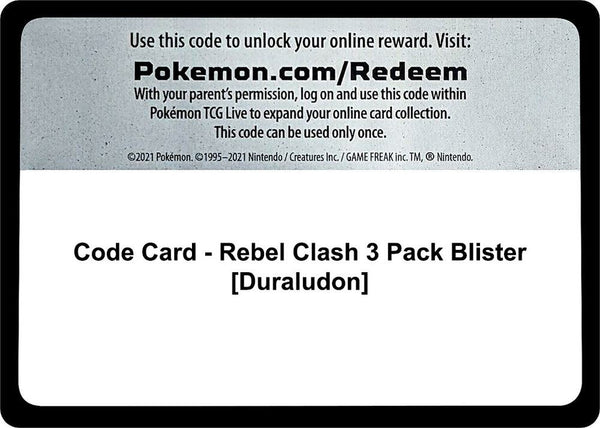 Code Card - Rebel Clash 3 Pack Blister [Duraludon] [SWSH02 Rebel Clash]