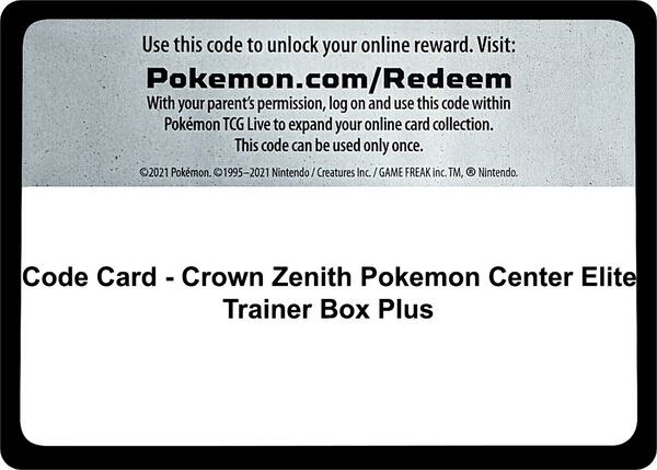 Code Card - Crown Zenith Pokemon Center Elite Trainer Box Plus [Crown Zenith]