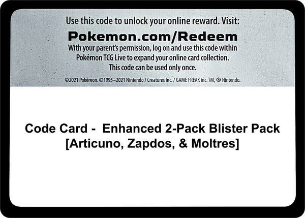 Code Card - Enhanced 2-Pack Blister Pack [Articuno, Zapdos, & Moltres] [World Championship Decks]