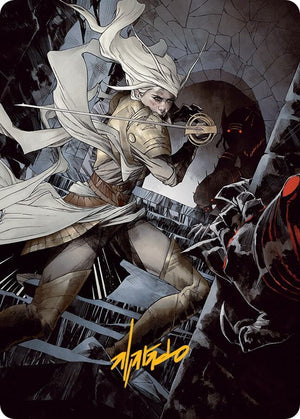 Thalia, Guardian of Thraben Art Card (Gold-Stamped Signature) (67) [March of the Machine Art Series]