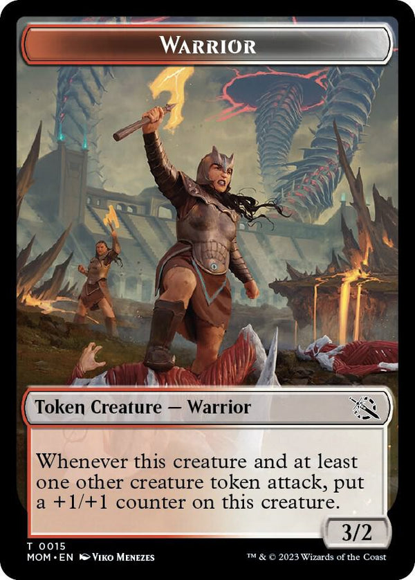 Warrior // Dinosaur Double-Sided Token (15 // 7) [March of the Machine]