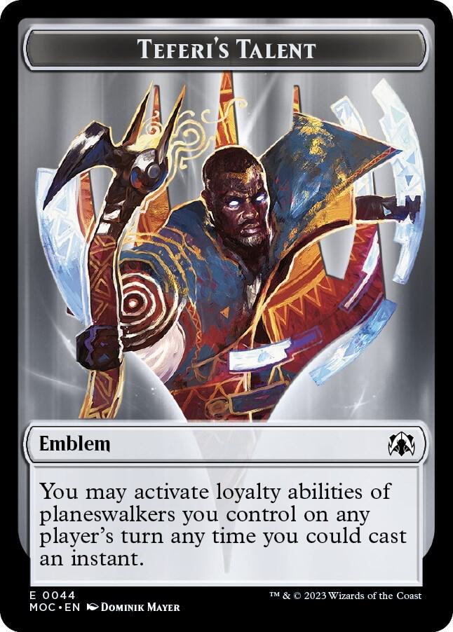 Emblem - Teferi's Talent // Phyrexian Myr Double-Sided Token (44 // 1) [March of the Machine Commander]