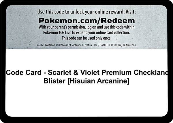 Code Card - Scarlet & Violet Premium Checklane Blister [Hisuian Arcanine] [SV01 Scarlet and Violet Base Set]