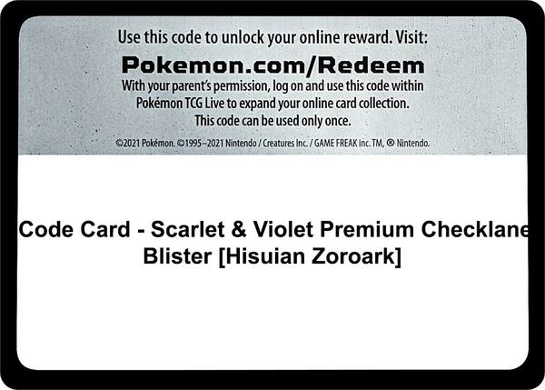 Code Card - Scarlet & Violet Premium Checklane Blister [Hisuian Zoroark] [SV01 Scarlet and Violet Base Set]