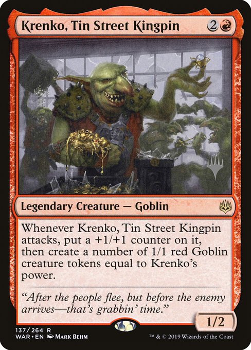 Krenko, Tin Street Kingpin (137p) [War of the Spark Promos]