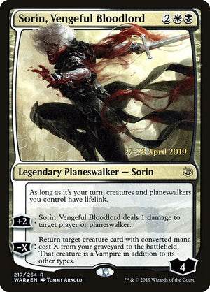 Sorin, Vengeful Bloodlord (217s) [War of the Spark Promos]