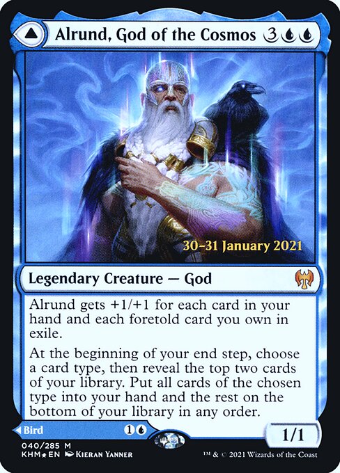 Alrund, God of the Cosmos // Hakka, Whispering Raven (40s) [Kaldheim Promos]
