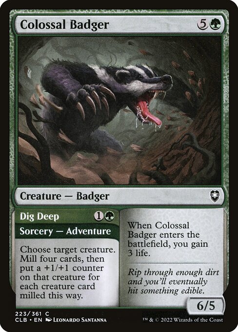 Colossal Badger // Dig Deep (223) [Commander Legends: Battle for Baldur's Gate]