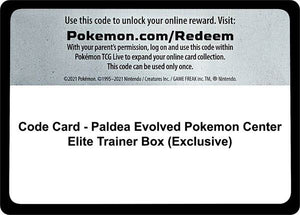 Code Card - Paldea Evolved Pokemon Center Elite Trainer Box (Exclusive) [SV02 Paldea Evolved]