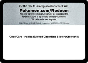 Code Card - Paldea Evolved Checklane Blister [Growlithe] [SV02 Paldea Evolved]