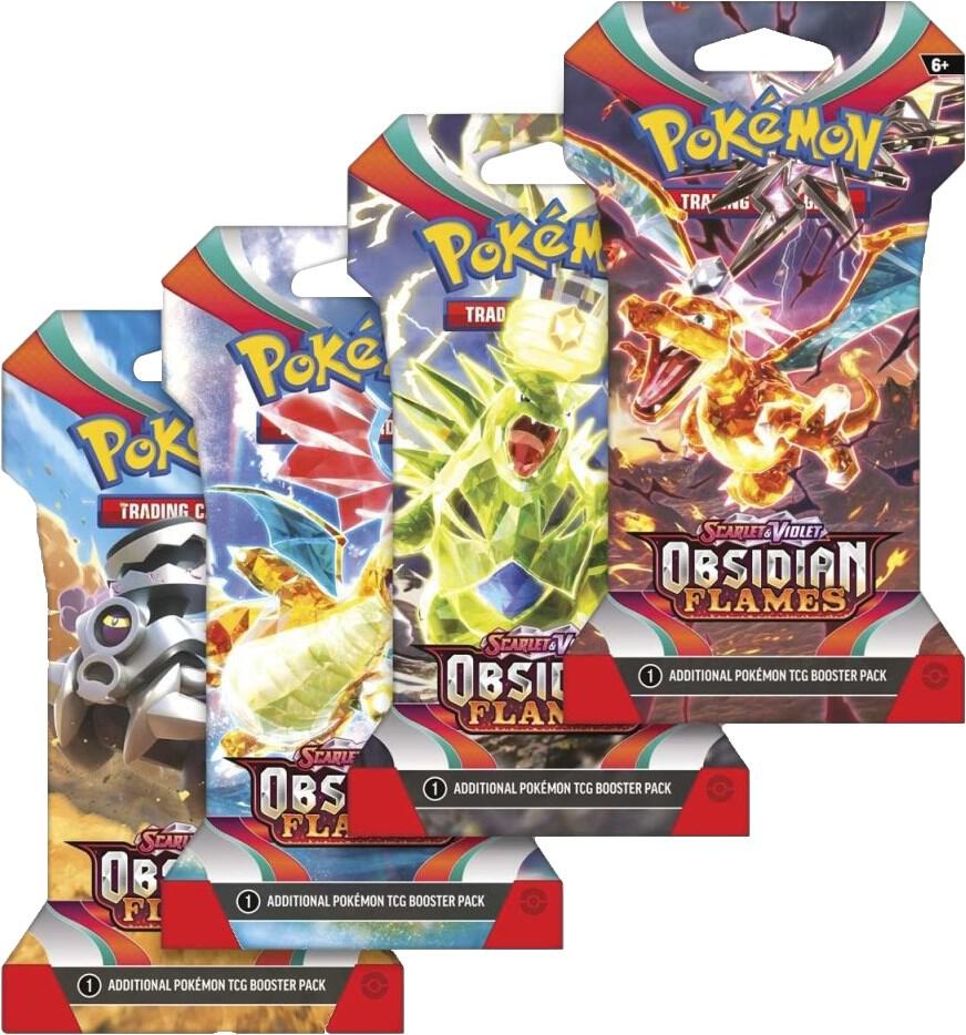 Obsidian Flames Sleeved Booster Pack Art Bundle Set of 4