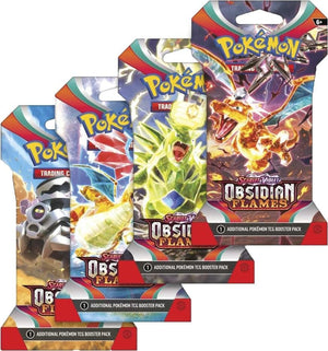 Obsidian Flames Sleeved Booster Pack Art Bundle Set of 4