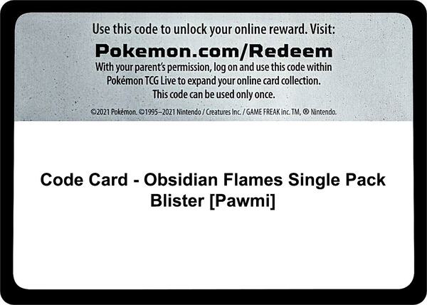 Code Card - Obsidian Flames Single Pack Blister [Pawmi] [SV03 Obsidian Flames]