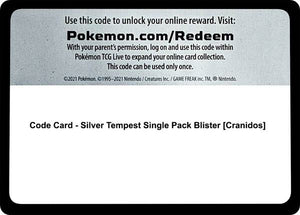Code Card - Silver Tempest Single Pack Blister [Cranidos] [SWSH12 Silver Tempest]