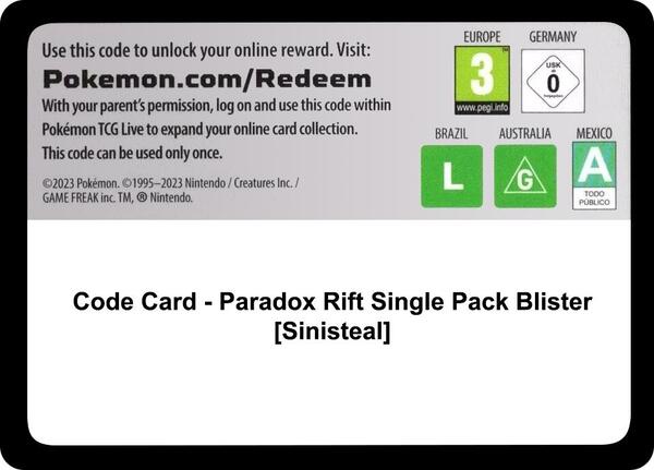 Code Card - Paradox Rift Single Pack Blister [Sinisteal] [SV04 Paradox Rift]