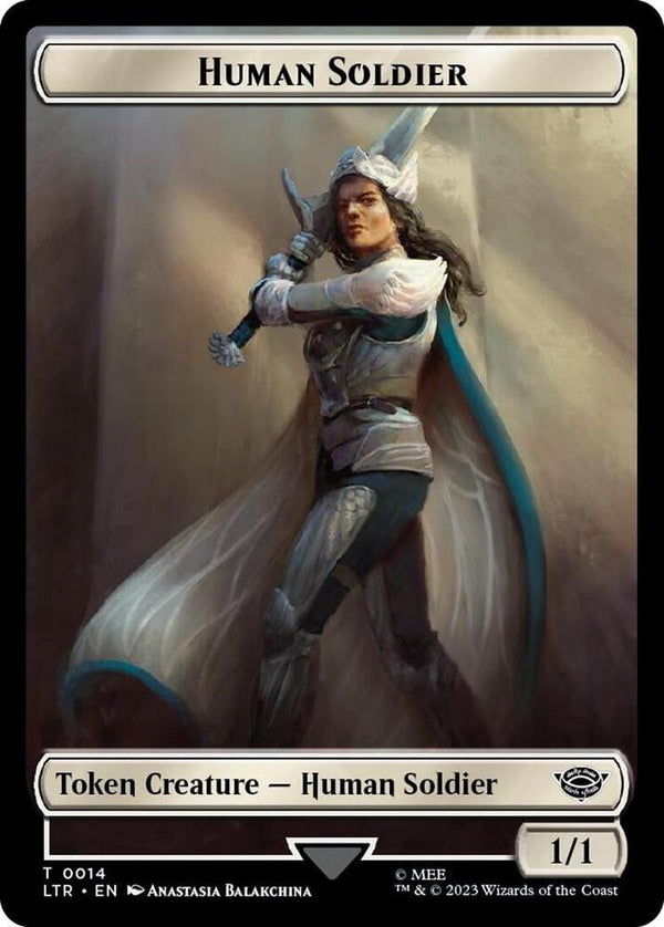 Human Soldier (0014) // Food (0024) Double-Sided Token (Surge Foil) (14 // 24) [The Lord of the Rings: Tales of Middle-earth]