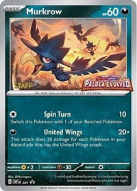 Murkrow - 021 (Prerelease) [Staff] (021) [SV Scarlet and Violet Promo Cards]