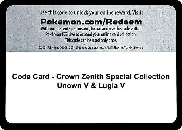Code Card - Crown Zenith Special Collection [Unown V & Lugia V] [Crown Zenith]