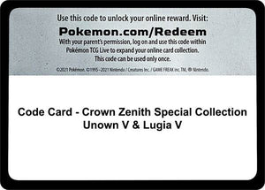 Code Card - Crown Zenith Special Collection [Unown V & Lugia V] [Crown Zenith]