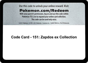 Code Card - 151: Zapdos ex Collection [SV Scarlet and Violet 151]