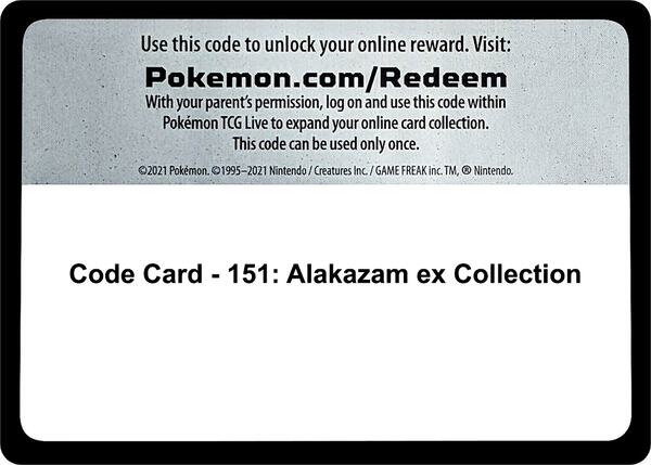 Code Card - 151: Alakazam ex Collection [SV Scarlet and Violet 151]