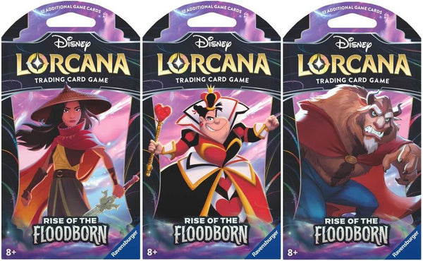 Disney Lorcana Rise of the Floodborn Sleeved Booster Pack Art Bundle Set of 3