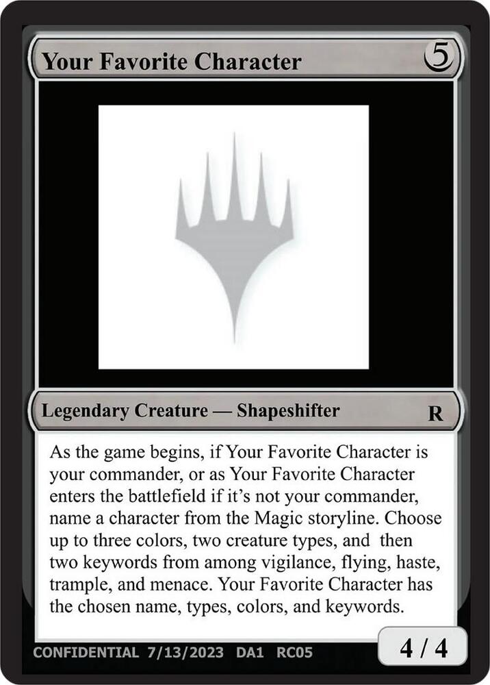 Your Favorite Character [Un-Known Event Playtest Cards]