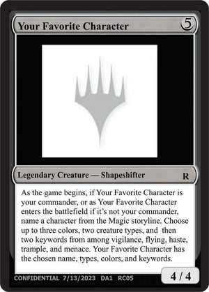 Your Favorite Character [Un-Known Event Playtest Cards]
