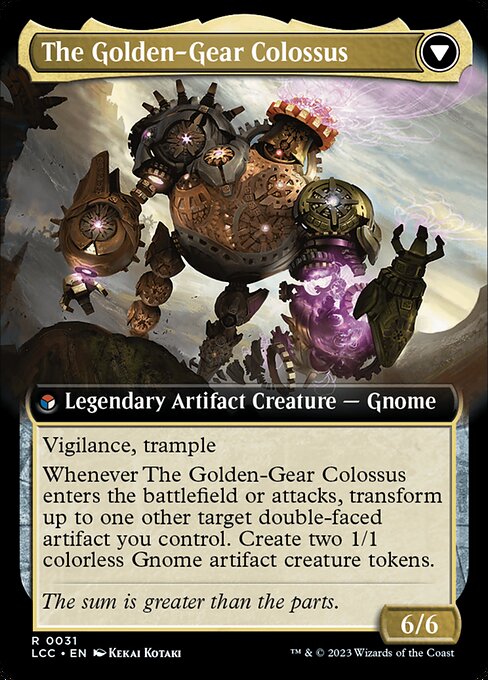 Tetzin, Gnome Champion // The Golden-Gear Colossus (31) [The Lost Caverns of Ixalan Commander] [Extended Art] Reverse