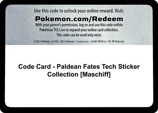 Code Card - Paldean Fates Tech Sticker Collection [Maschiff] [SV Paldean Fates]