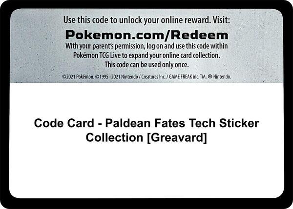 Code Card - Paldean Fates Tech Sticker Collection [Greavard] [SV Paldean Fates]