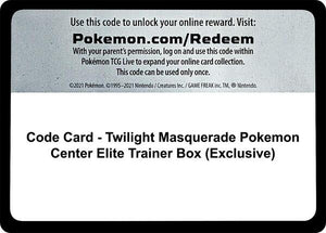 Code Card - Twilight Masquerade Pokemon Center Elite Trainer Box (Exclusive) [SV06 Twilight Masquerade]