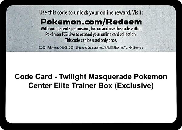 Code Card - Twilight Masquerade Pokemon Center Elite Trainer Box (Exclusive) [SV06 Twilight Masquerade]