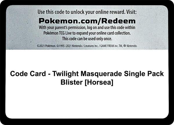 Code Card - Twilight Masquerade Single Pack Blister [Horsea] [SV06 Twilight Masquerade]