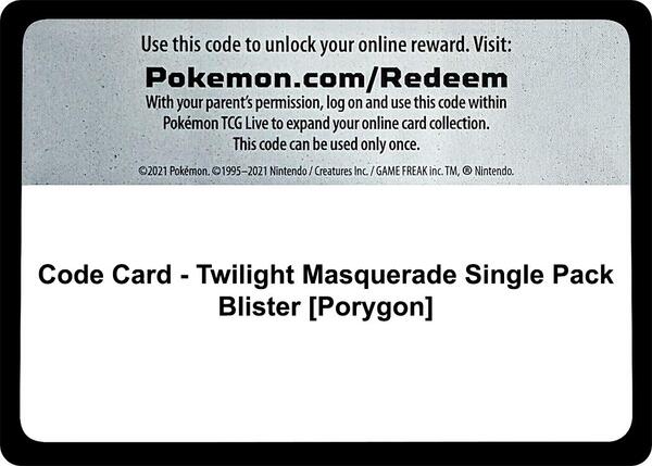 Code Card - Twilight Masquerade Single Pack Blister [Porygon] [SV06 Twilight Masquerade]