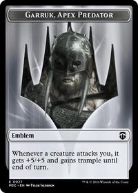 Emblem - Garruk, Apex Predator // Saproling Double-Sided Token (27 // 21) [Modern Horizons 3 Commander]