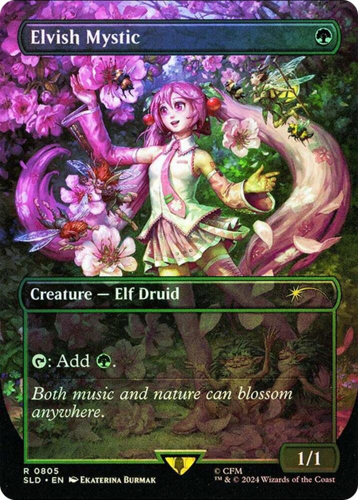 Elvish Mystic (0805) (Rainbow Foil) [Secret Lair Drop]