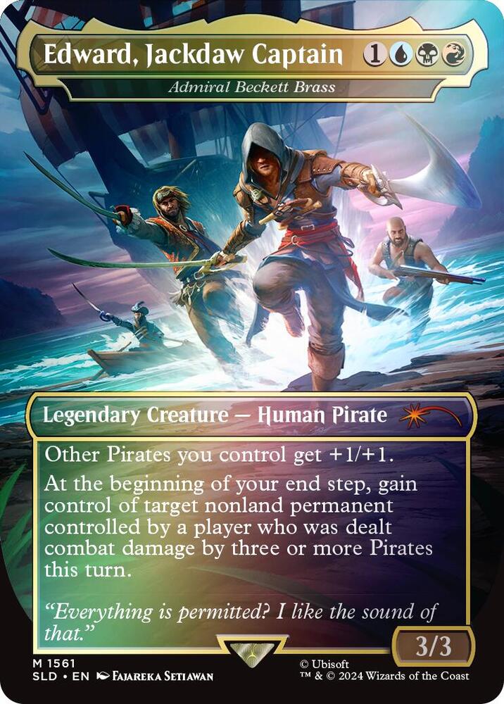 Edward, Jackdaw Captain - Admiral Beckett Brass (Rainbow Foil) (1561) [Secret Lair Drop]