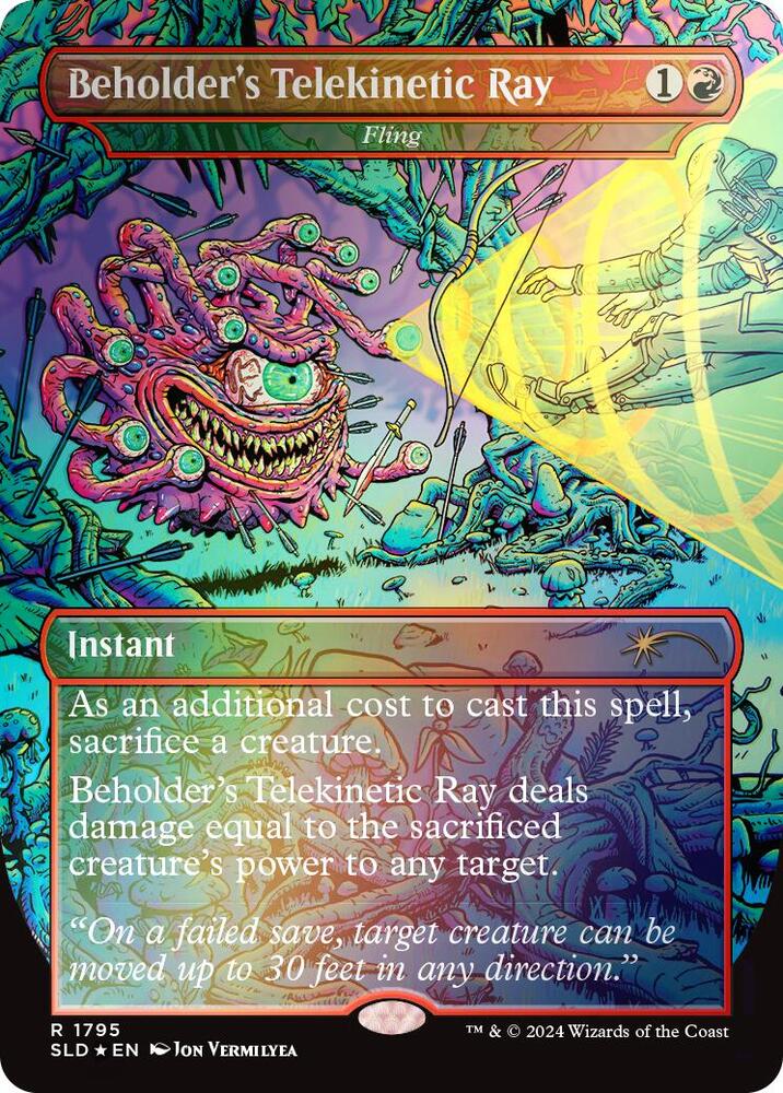 Beholder's Telekinetic Ray - Fling (Rainbow Foil) (1795) [Secret Lair Drop]